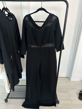 Love By Design Black Jumpsuit with Mesh Insets